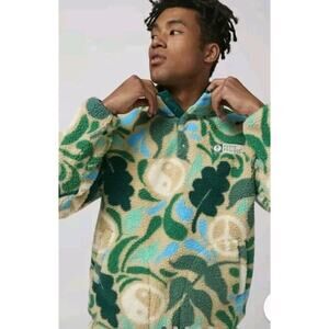 Parks Project Mens Peace Leaves Fleece Mock Neck Sweatshirt. Size Large